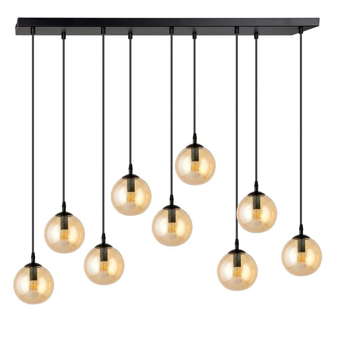 Lampa wisząca VEGAS zwis 9xE14 szklany klosz MIODOWY regulowana - LAITICA
