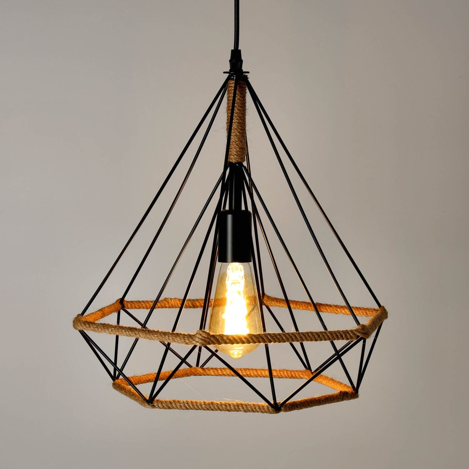 Lampa wisząca VIENNA LOFT sznur jutowy i metal SUFITOWA 1xE27 nowoczesna - LAITICA