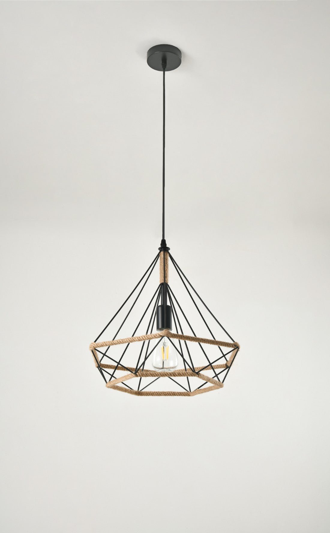 Lampa wisząca VIENNA LOFT sznur jutowy i metal SUFITOWA 1xE27 nowoczesna - LAITICA