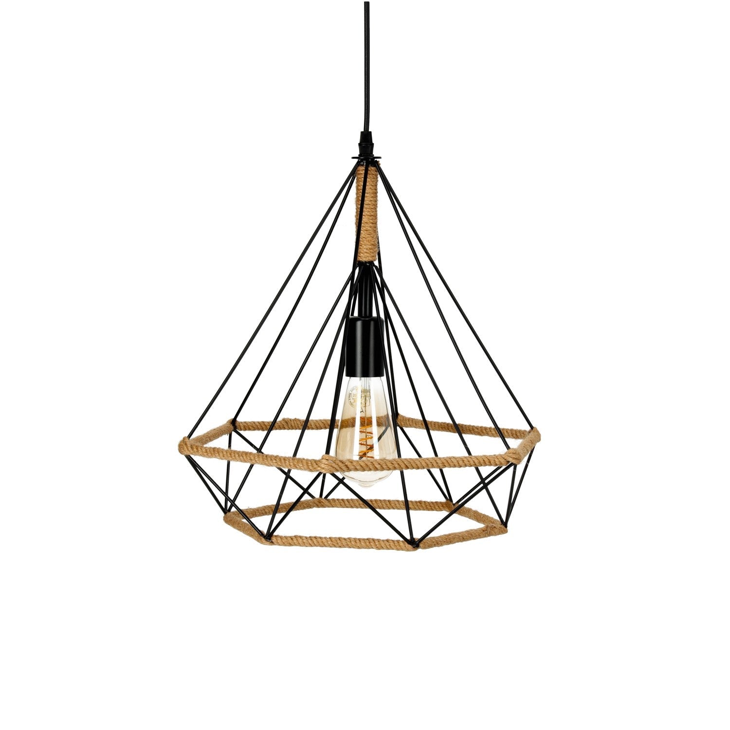 Lampa wisząca VIENNA LOFT sznur jutowy i metal SUFITOWA 1xE27 nowoczesna - LAITICA