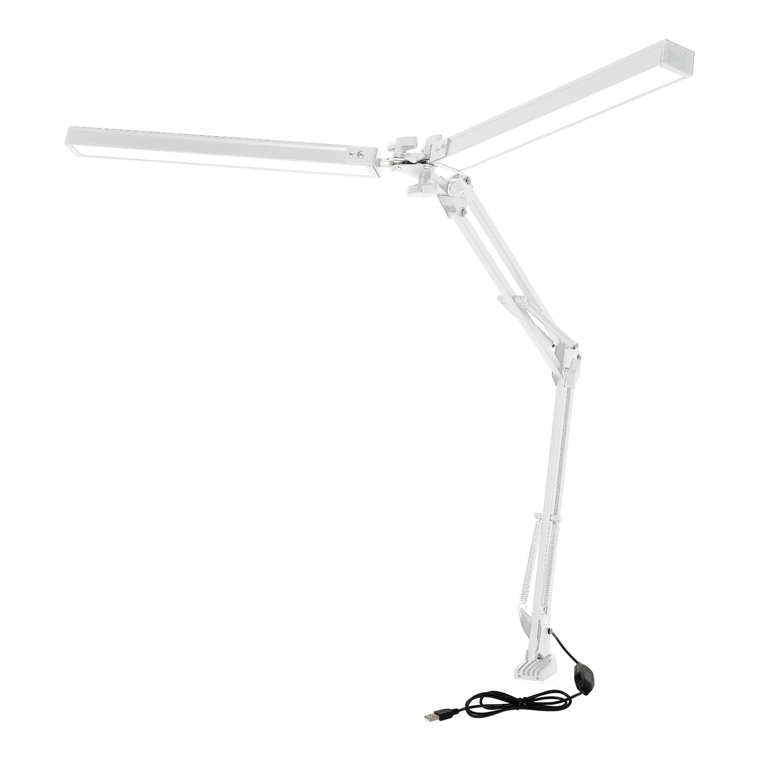 Lampka biurkowa LED 28W podwójne ramię montaż do blatu ściemniacz regulacja 3 barwy światła CCT - LAITICA