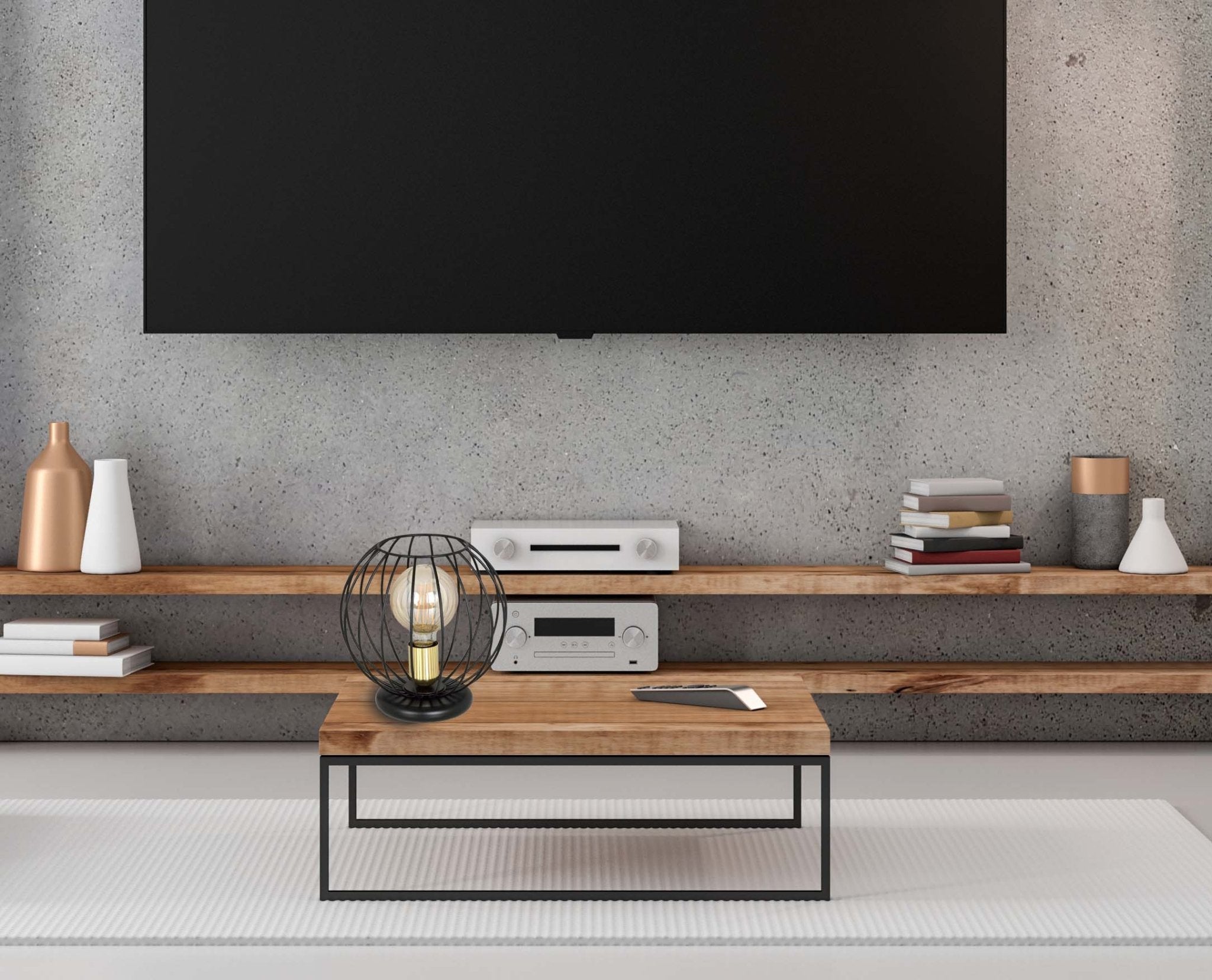 Lampka nocna ALBIO LN1 BLACK nowoczesna loft czarno/złota - LAITICA