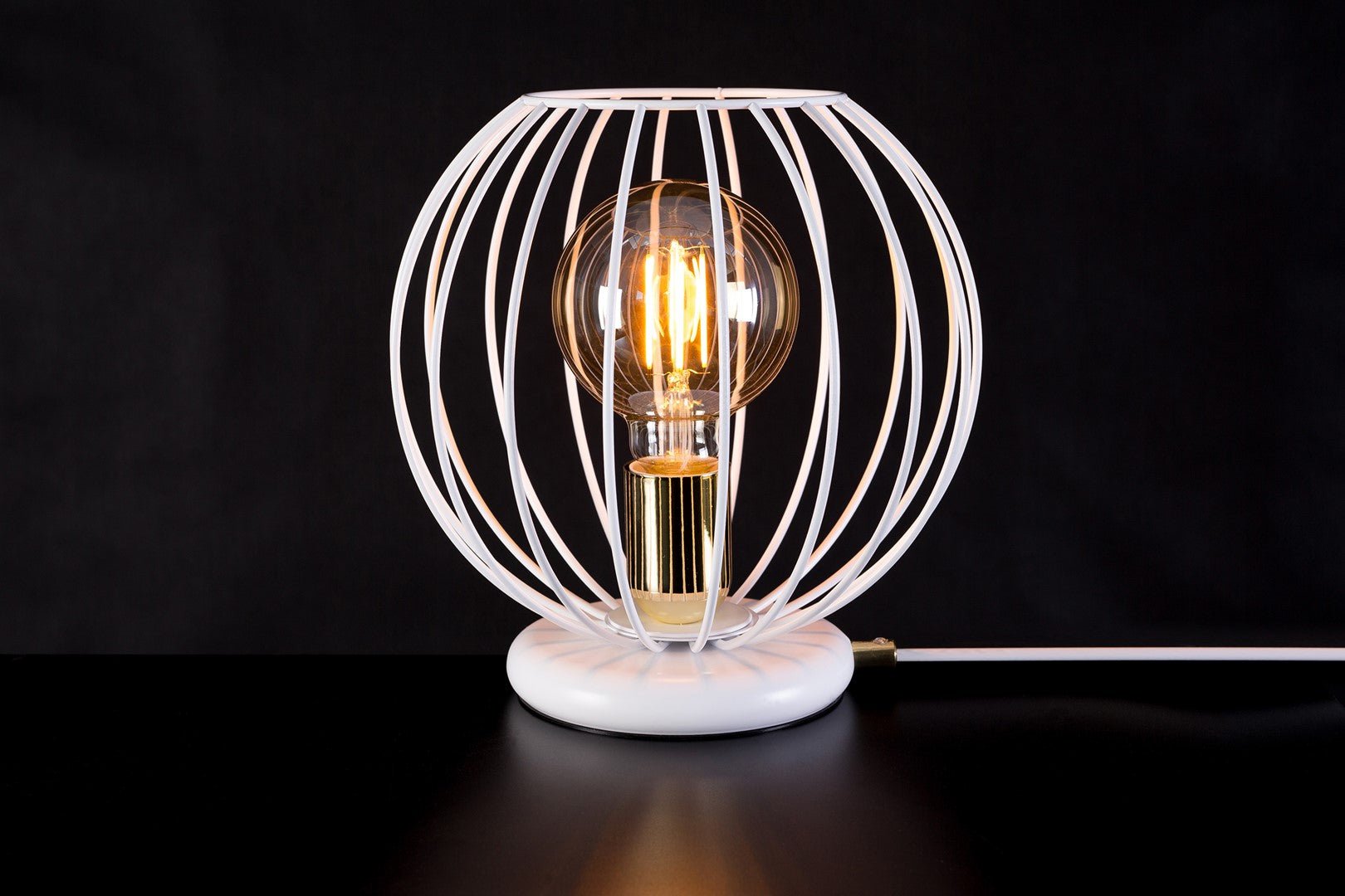Lampka nocna ALBIO LN1 WHITE nowoczesna loft biało/złota - LAITICA