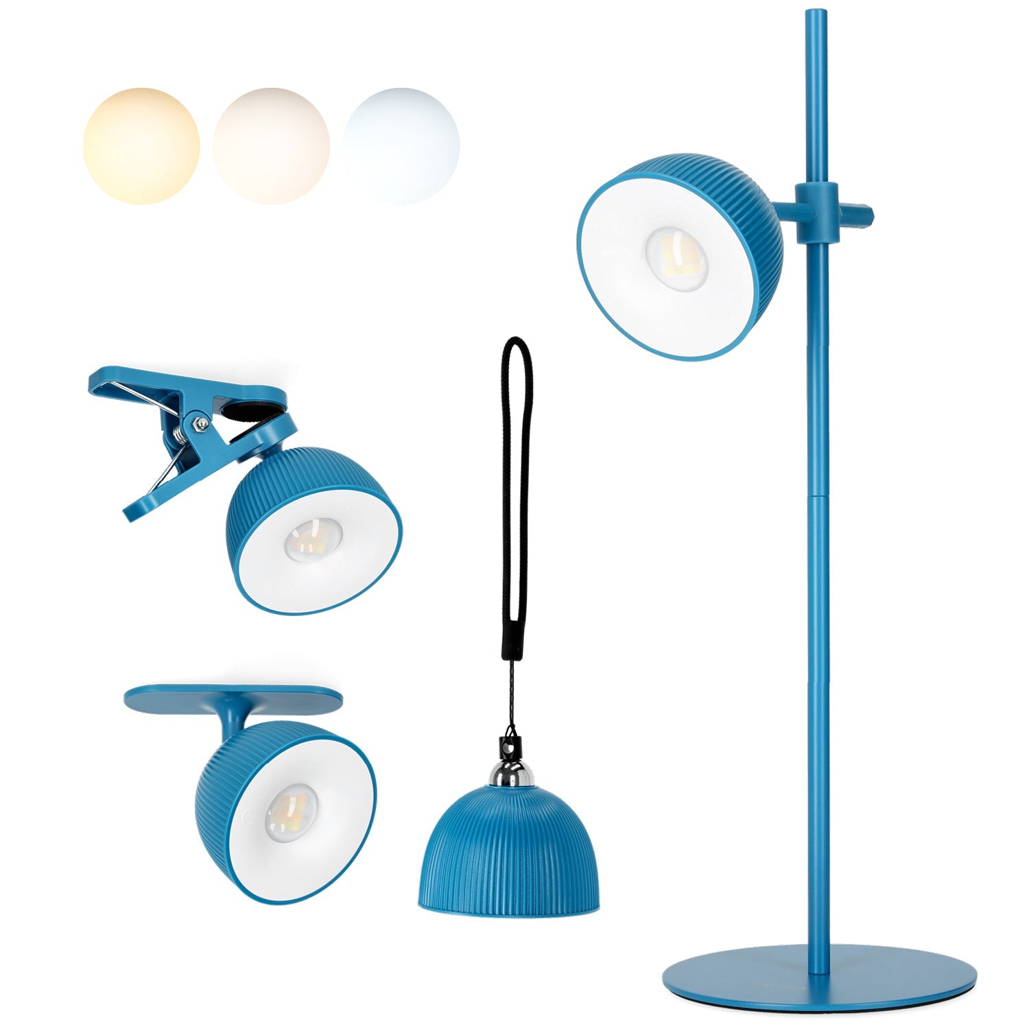 Lampka nocna LED bezprzewodowa niebieska z USB i regulacją światła – Laitica ORBI - LAITICA