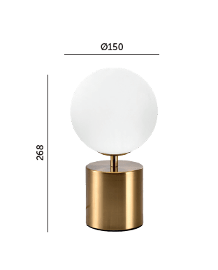 Lampka Nocna Złota 1xG9 Elegancka Stołowa ze szklanym okrągłym kloszem - LAITICA