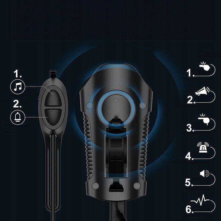 Lampka ROWEROWA Na Kierownicę LED LICZNIK PRZÓD + TYŁ Zestaw Klakson Mocna - LAITICA