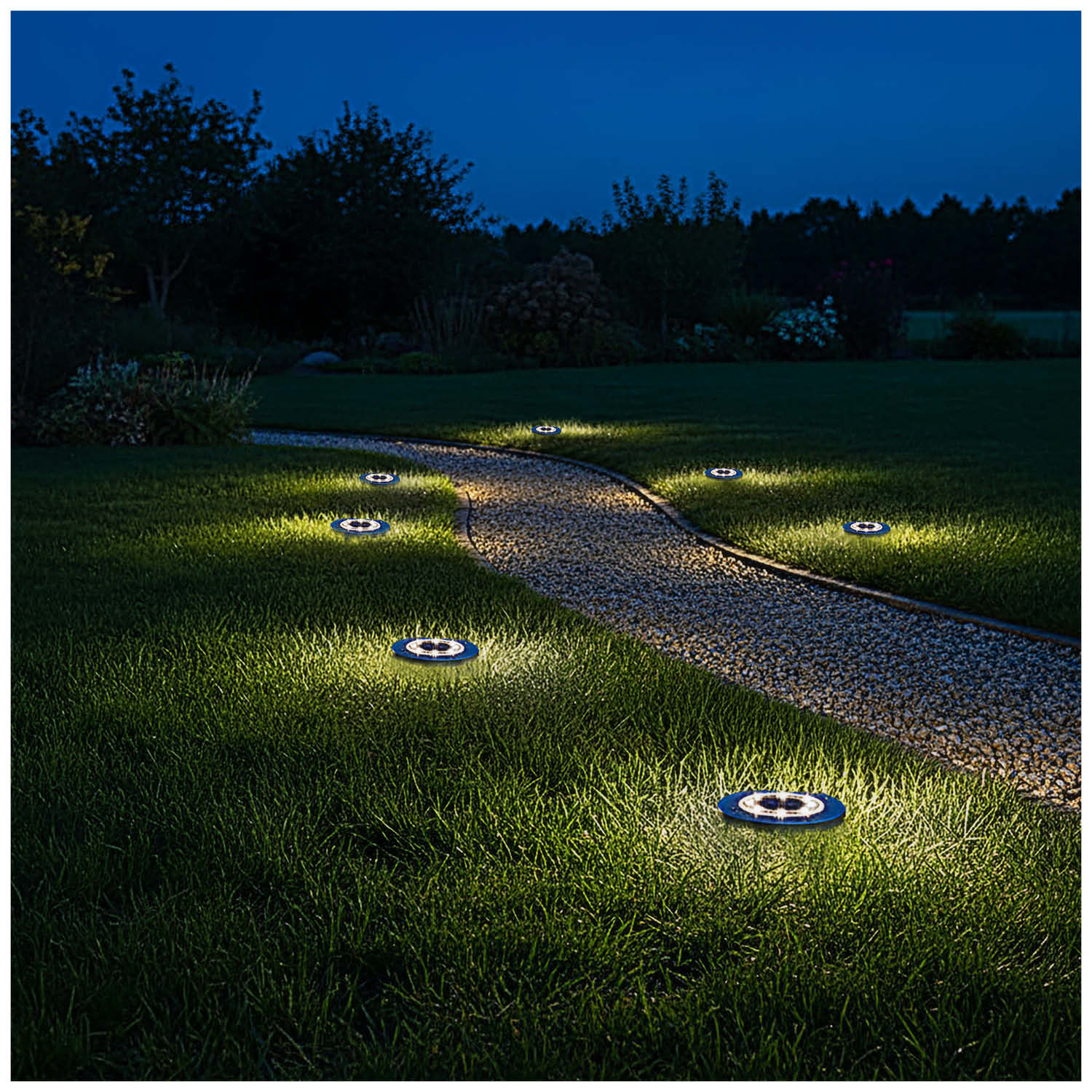 Lampki Solarne do ogrodu LED Dyski Gruntowe Wbijane 4000K IP44 - 4szt - LAITICA