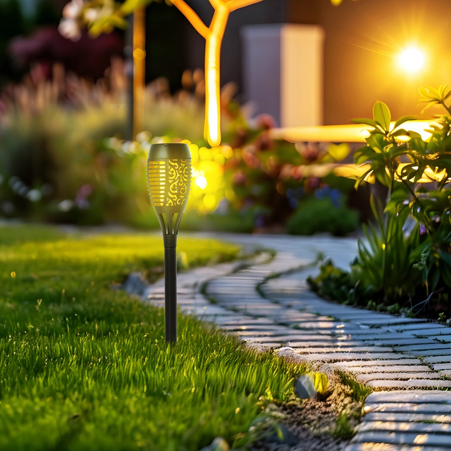 Lampy Solarne Ogrodowe LED z Efektem Płomienia – Lampki Solarne - Zestaw 12szt - LAITICA