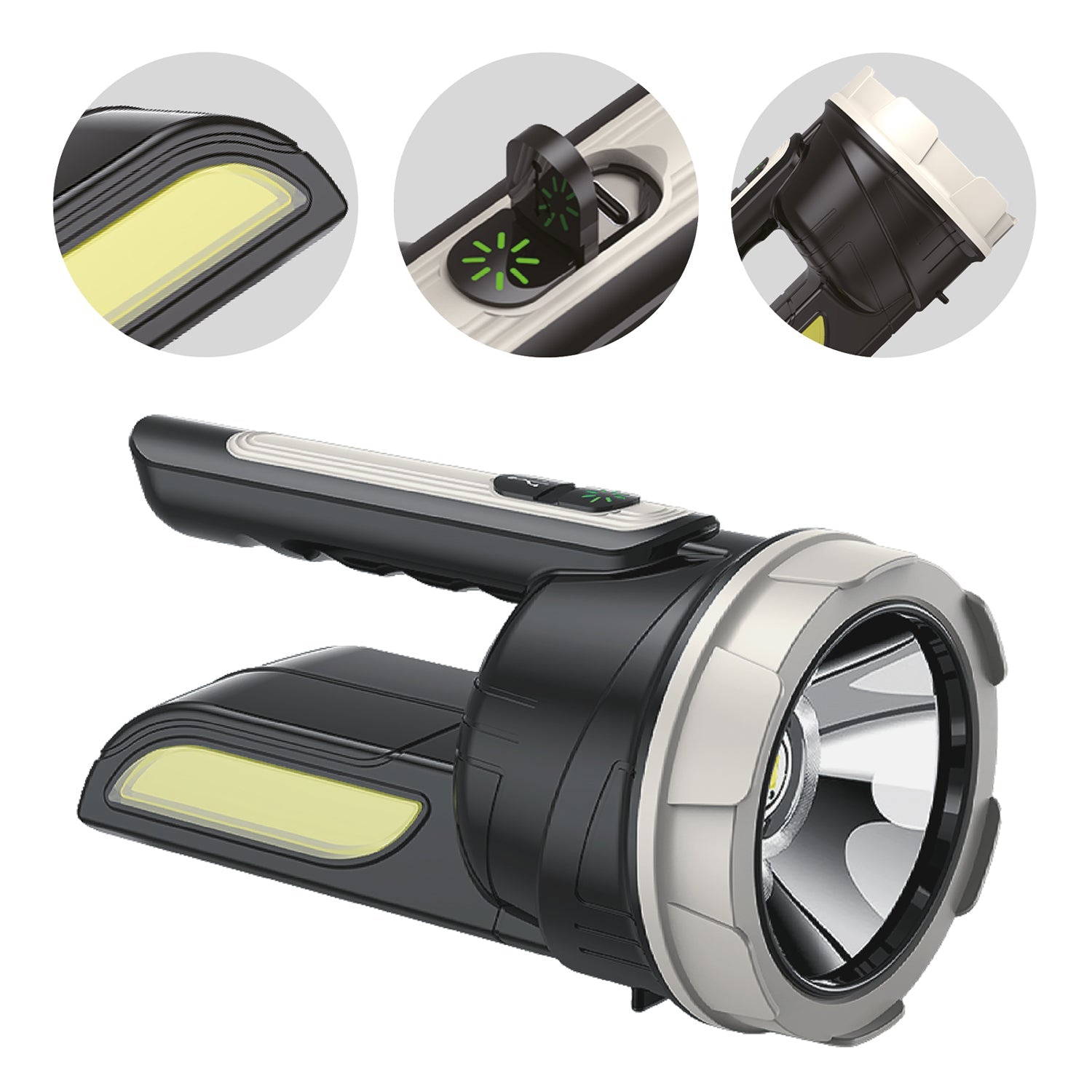 Latarka LED wielofunkcyjna 210lm USB - C akumulatorowa 1200mAh 3 tryby światła kompaktowa - LAITICA