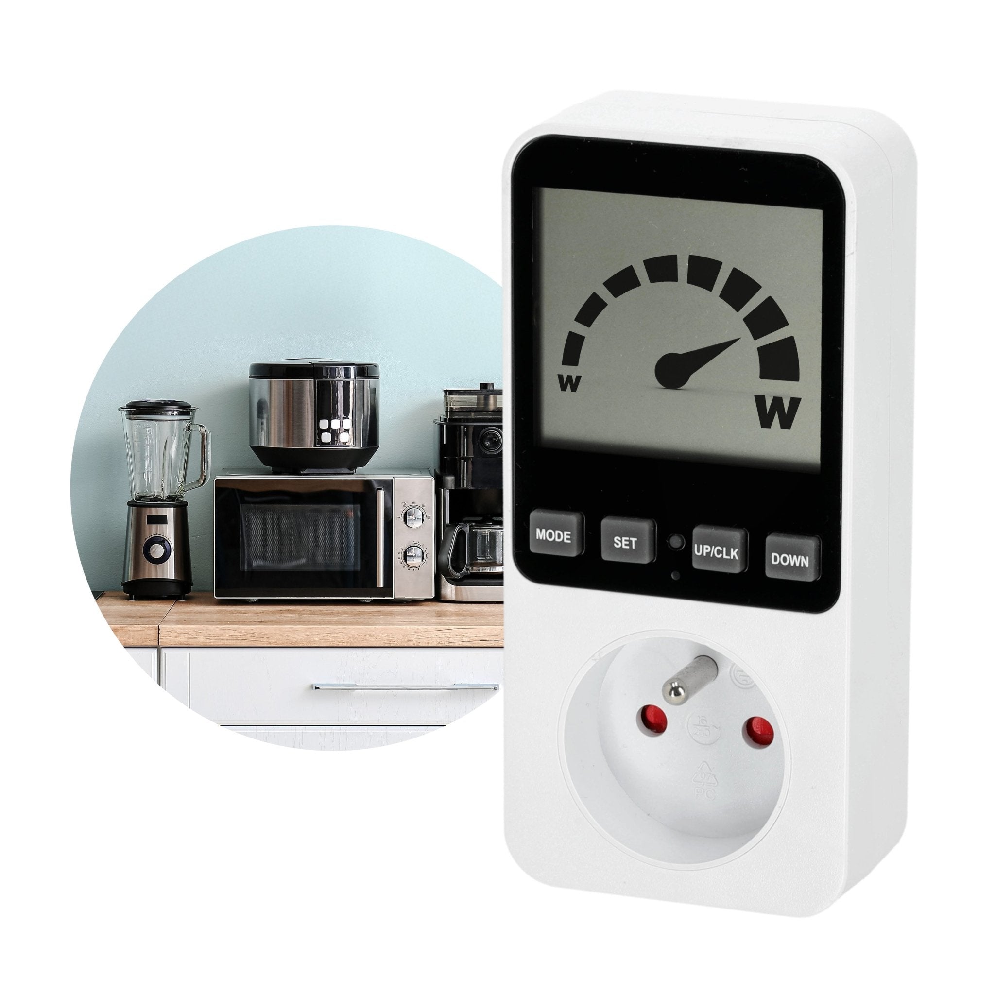 Licznik Zużycia Energii Elektrycznej Prądu Watomierz Miernik Poboru Mocy - LAITICA