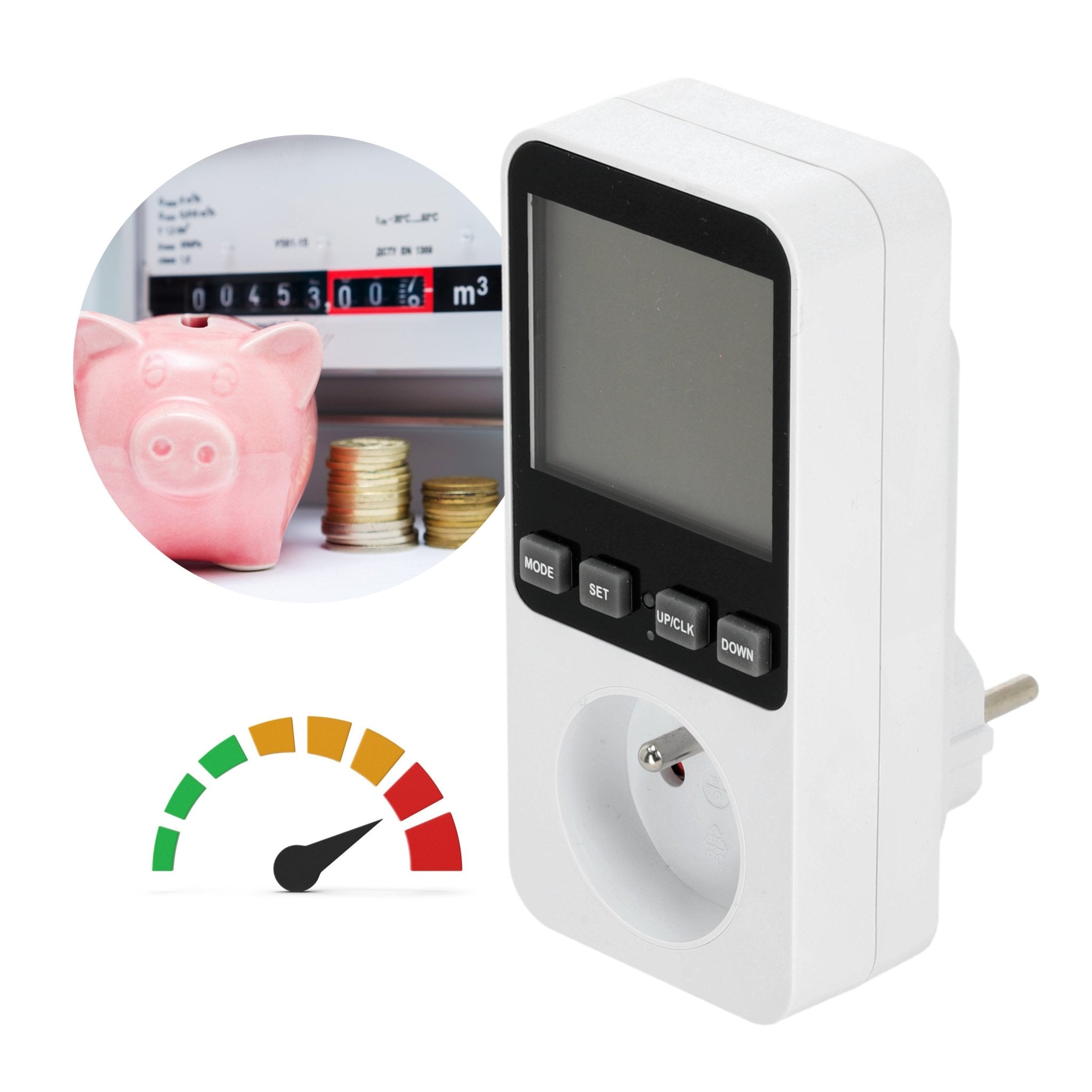 Licznik Zużycia Energii Elektrycznej Prądu Watomierz Miernik Poboru Mocy - LAITICA