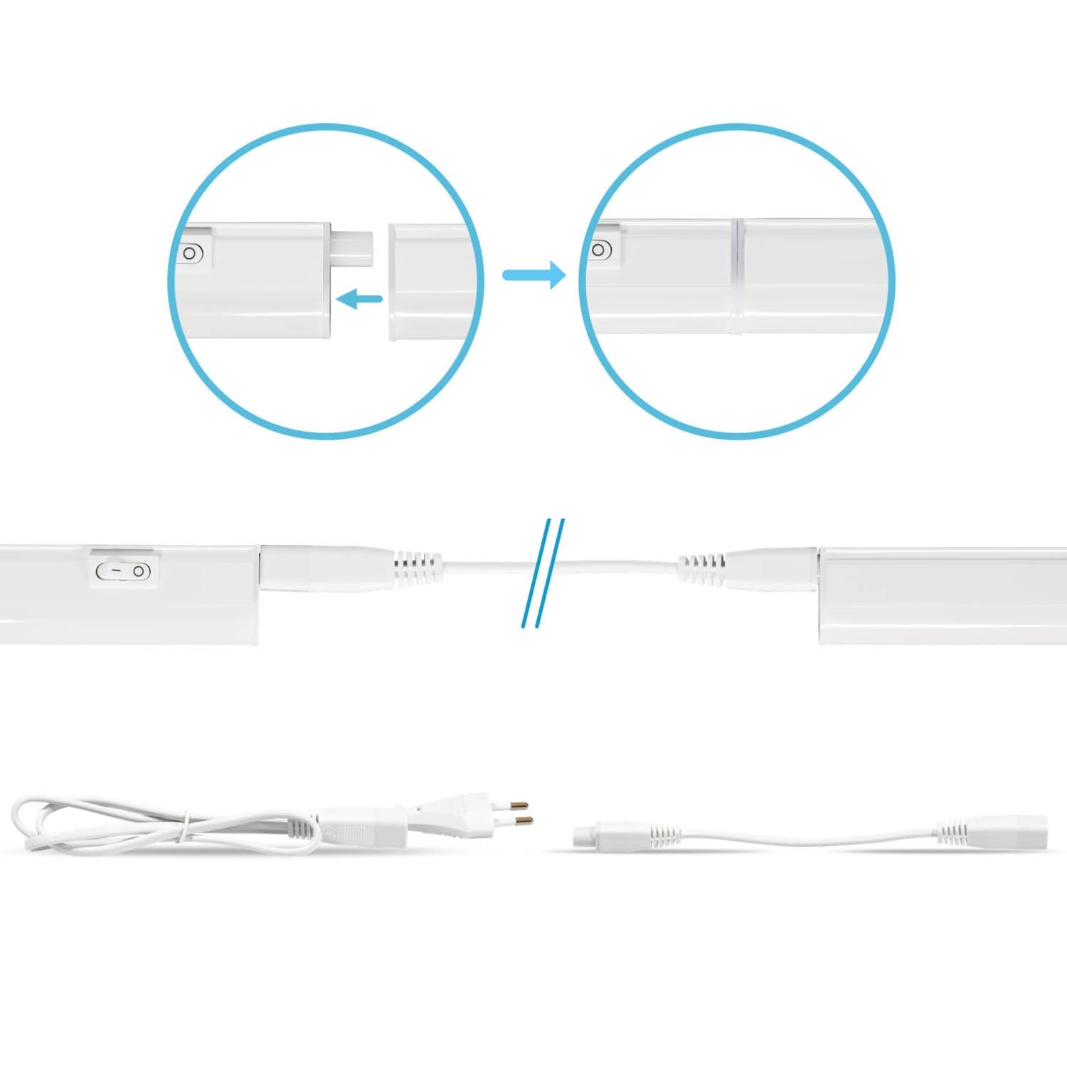 Listwa meblowa 60cm LED LEDI 8W pod szafkę oprawa meblowa 4000K + kabel - LAITICA