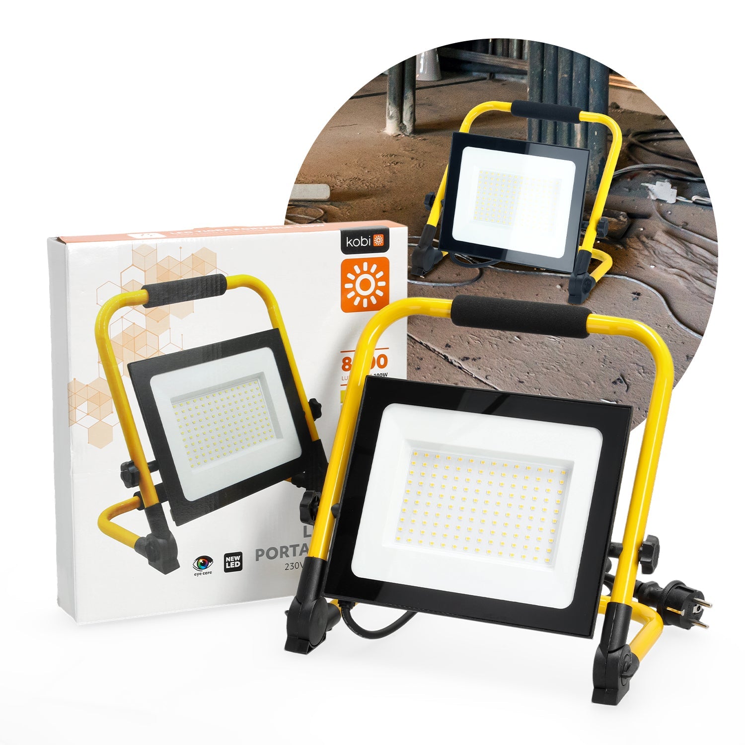 Naświetlacz LED przenośny 100W warsztatowy roboczy 8500lm IP54 4000K - LAITICA