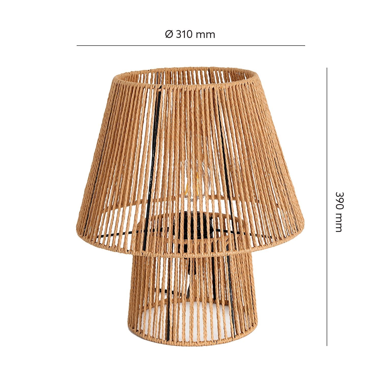 Naturalna Lampa Stołowa BOHO SIMBU LS sznur i metal mała lampka Nocna 1xE27 - LAITICA