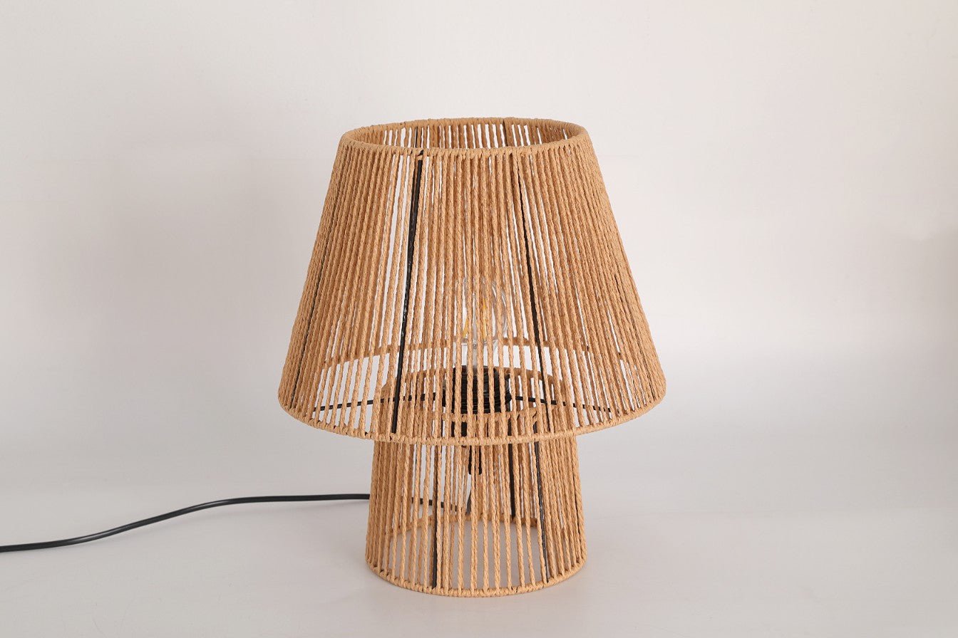 Naturalna Lampa Stołowa BOHO SIMBU LS sznur i metal mała lampka Nocna 1xE27 - LAITICA