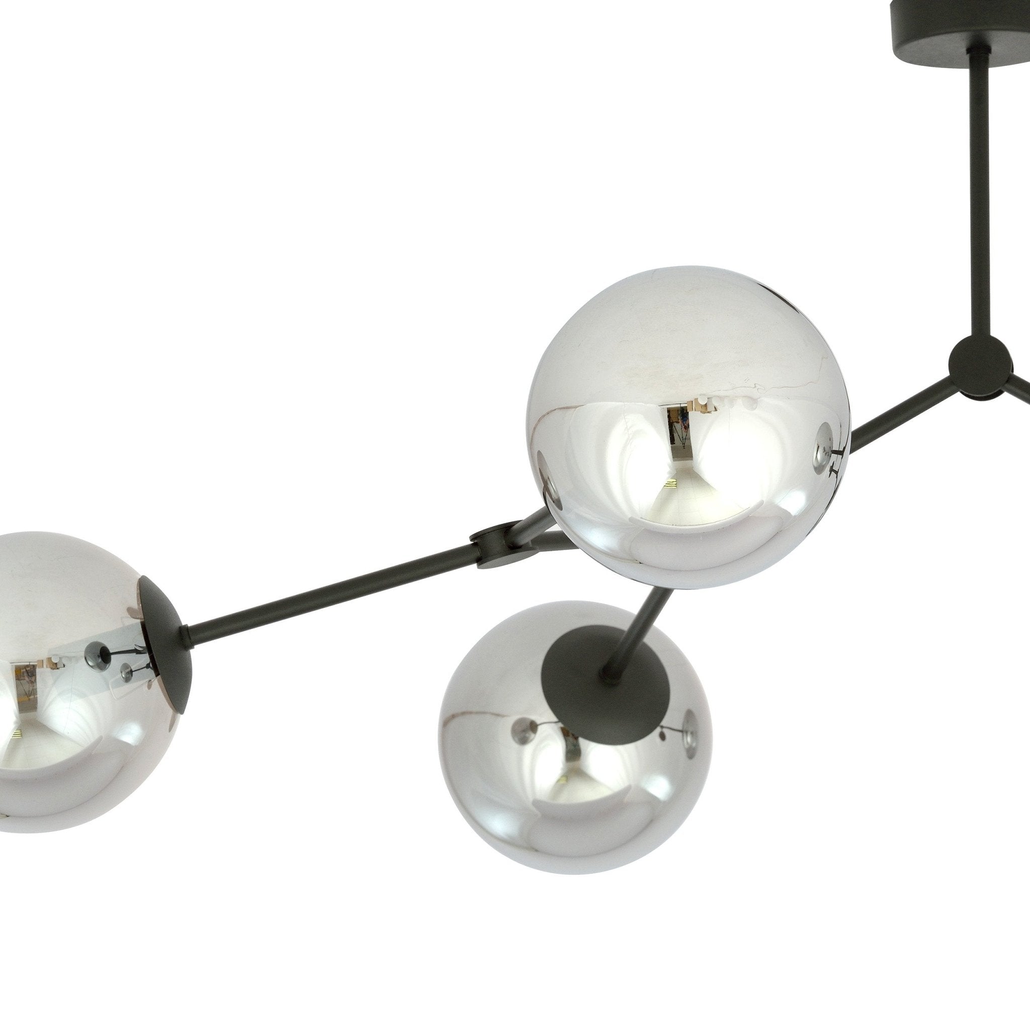 Nowoczesna lampa NELI czarna PLAFON metalowy grafitowe klosze 4x E14 szkło - LAITICA