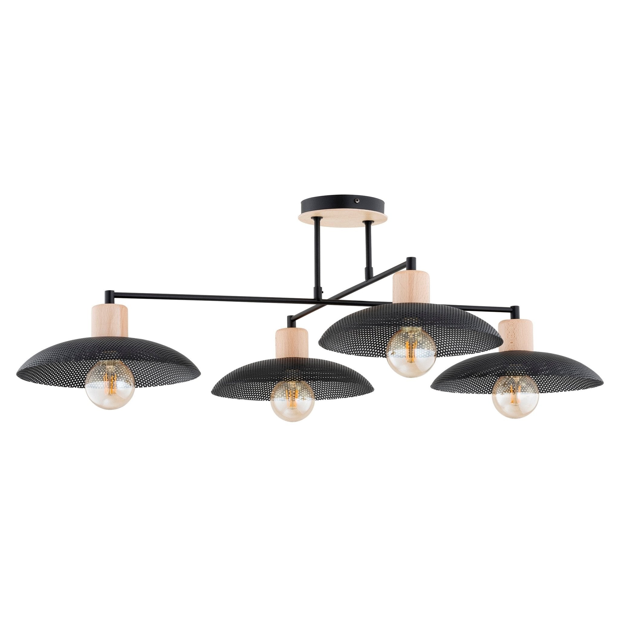 Nowoczesna lampa NELI SUFITOWA 4 punkty światła CZARNE KLOSZE lampa wisząca - LAITICA