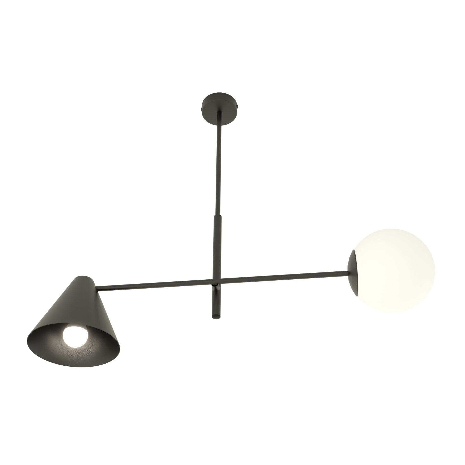 Nowoczesna lampa wisząca INEZ żyrandol 2 klosze E14 czarna industrialna - LAITICA