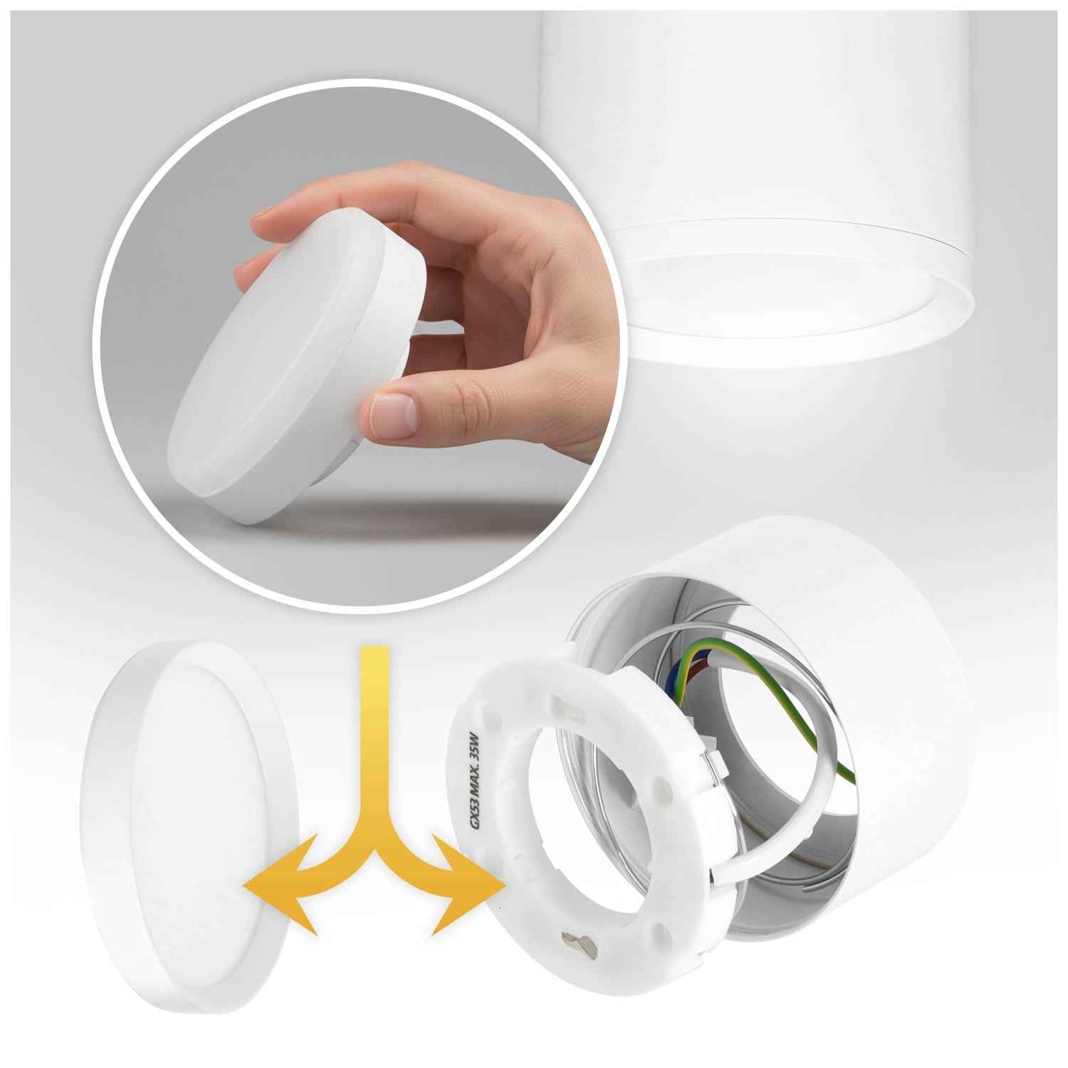 Oprawa Halogenowa Natynkowa Tuba Gx53 LED Spot Kinkiet Sufitowa biała - LAITICA