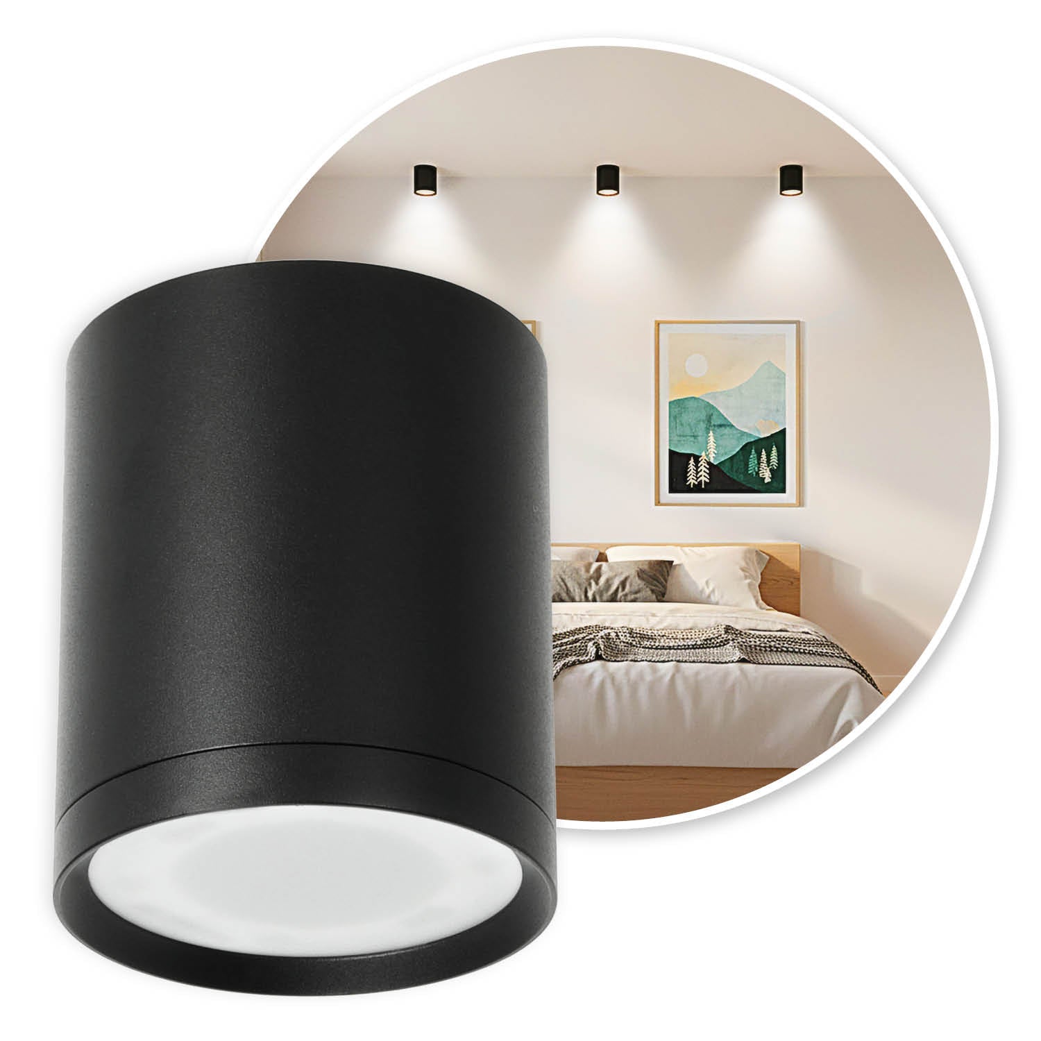 Oprawa Halogenowa Natynkowa Tuba Gx53 LED Spot Kinkiet Sufitowa czarny - LAITICA