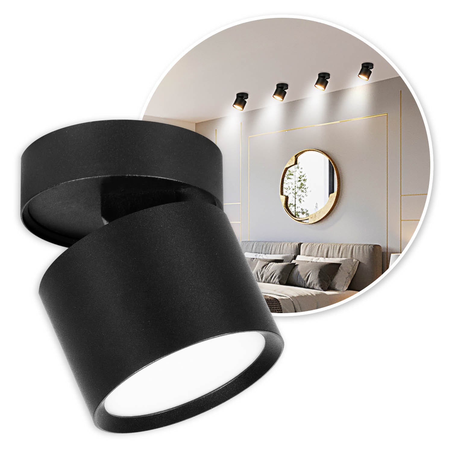 Oprawa Halogenowa Natynkowa Tuba ruchoma Gx53 LED Spot Kinkiet Sufitowa - LAITICA