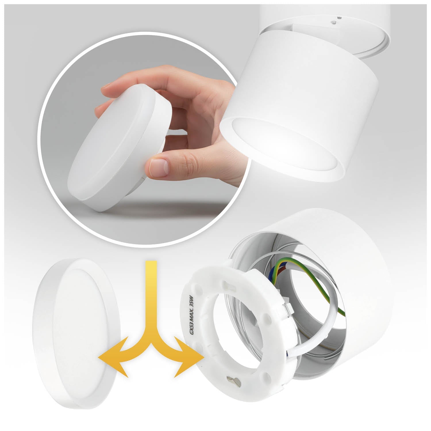 Oprawa Halogenowa Natynkowa Tuba ruchoma Gx53 LED Spot Kinkiet Sufitowa biała - LAITICA