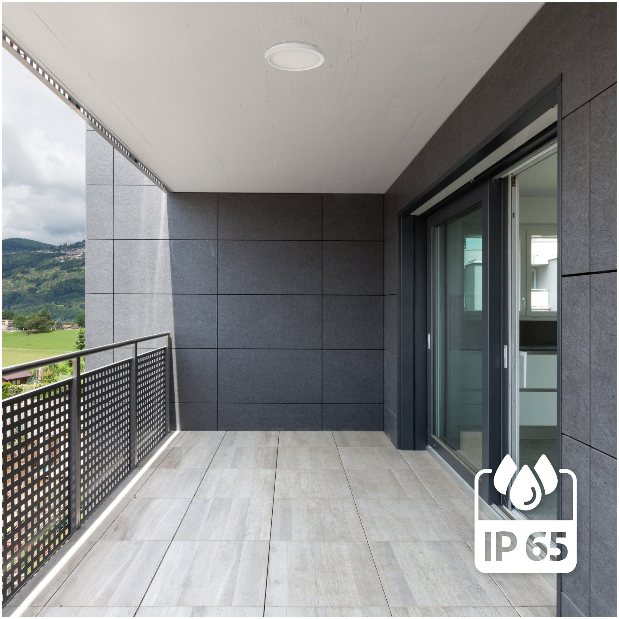 Oprawa Sufitowa 36W Plafon Czujnik Ruchu CCT Regulacja IP65 Biały + pilot - LAITICA