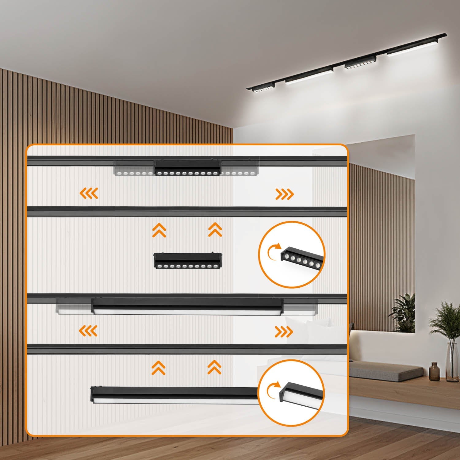 Oświetlenie szynowe magnetyczne 2×1 m + 2× lampa LED 10W + 2× LED 20W 3CCT - LAITICA