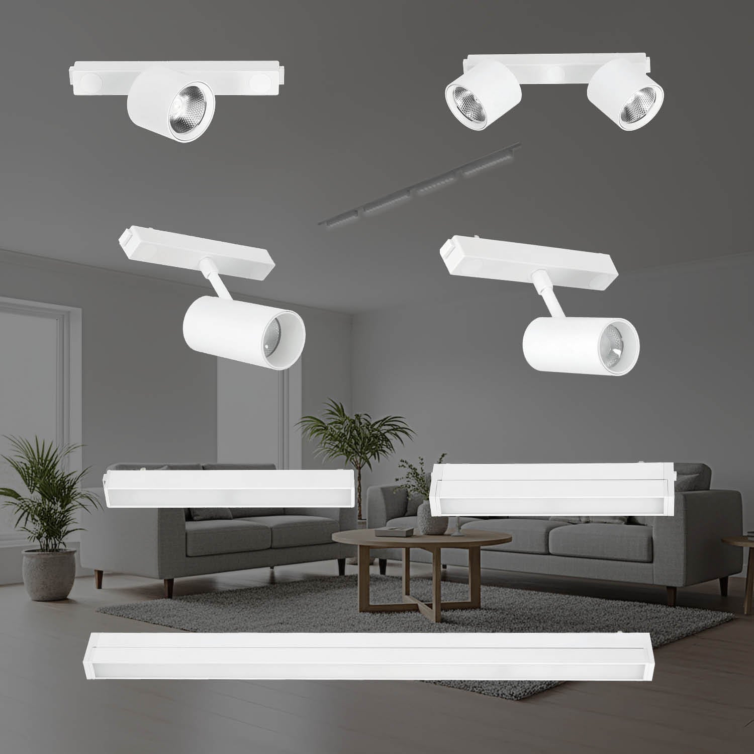 Oświetlenie szynowe magnetyczne 2x1m + 4 lampy LED 10W/15W 3CCT białe - LAITICA