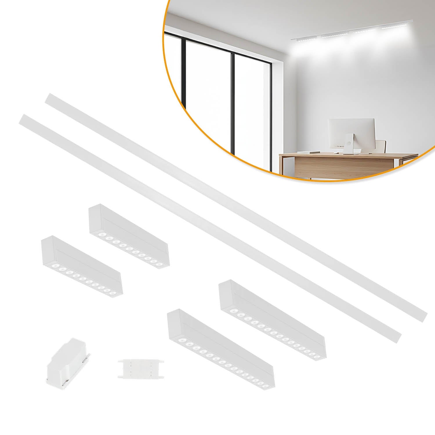 Oświetlenie szynowe magnetyczne 2x1m + 4 lampy LED 10W/15W 3CCT białe - LAITICA