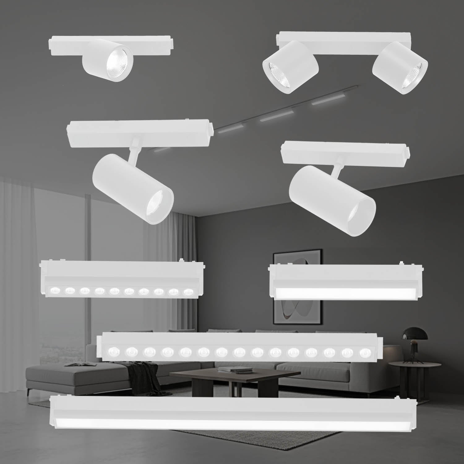 Oświetlenie szynowe magnetyczne LED 2m + 5x lampa R1 10W 3CCT - LAITICA