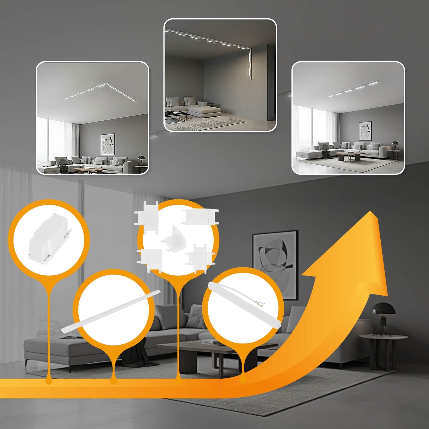 Oświetlenie szynowe magnetyczne LED 2m + 5x lampa R1 10W 3CCT - LAITICA