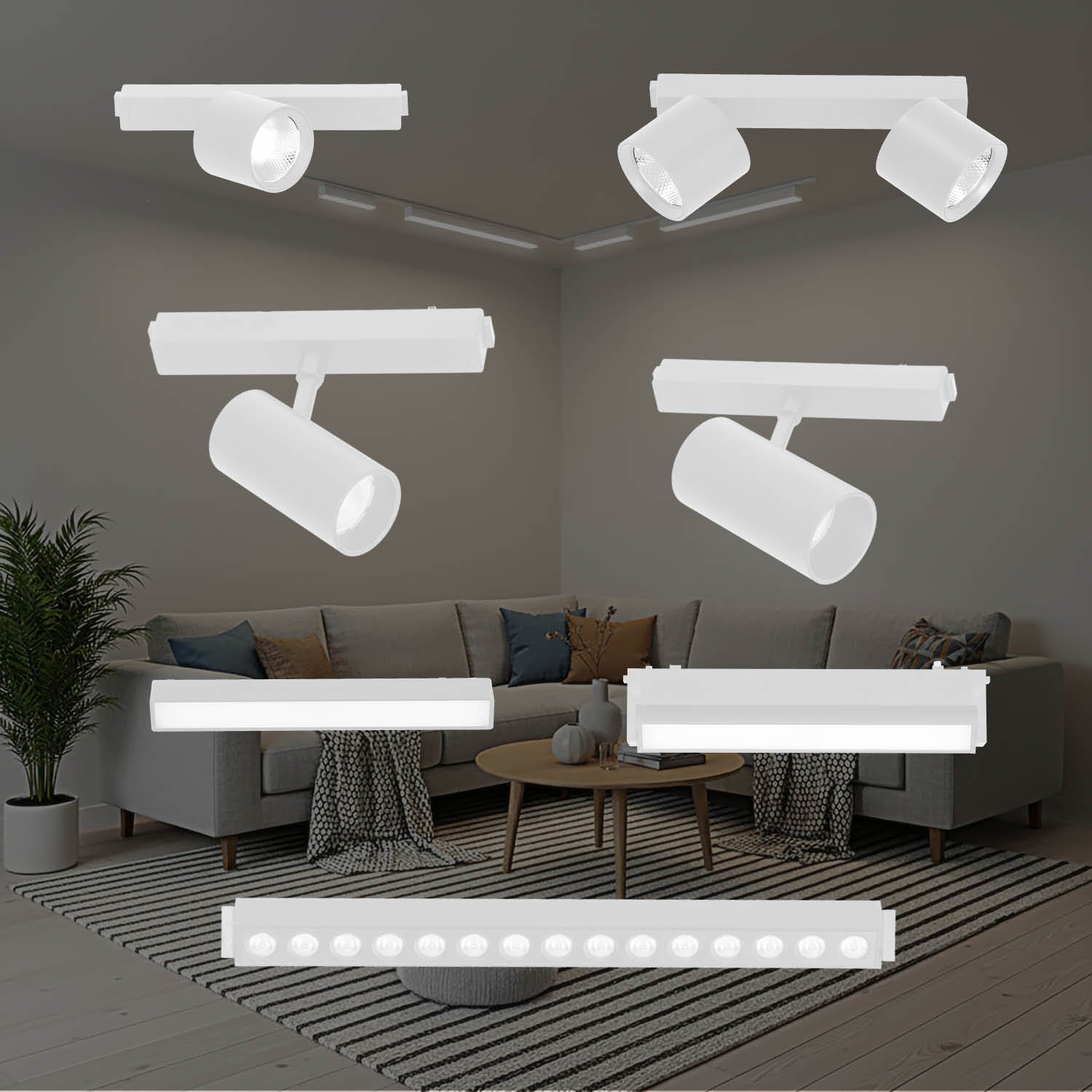 Oświetlenie szynowe magnetyczne LED 2m + lampy 10W i 20W 3CCT - LAITICA