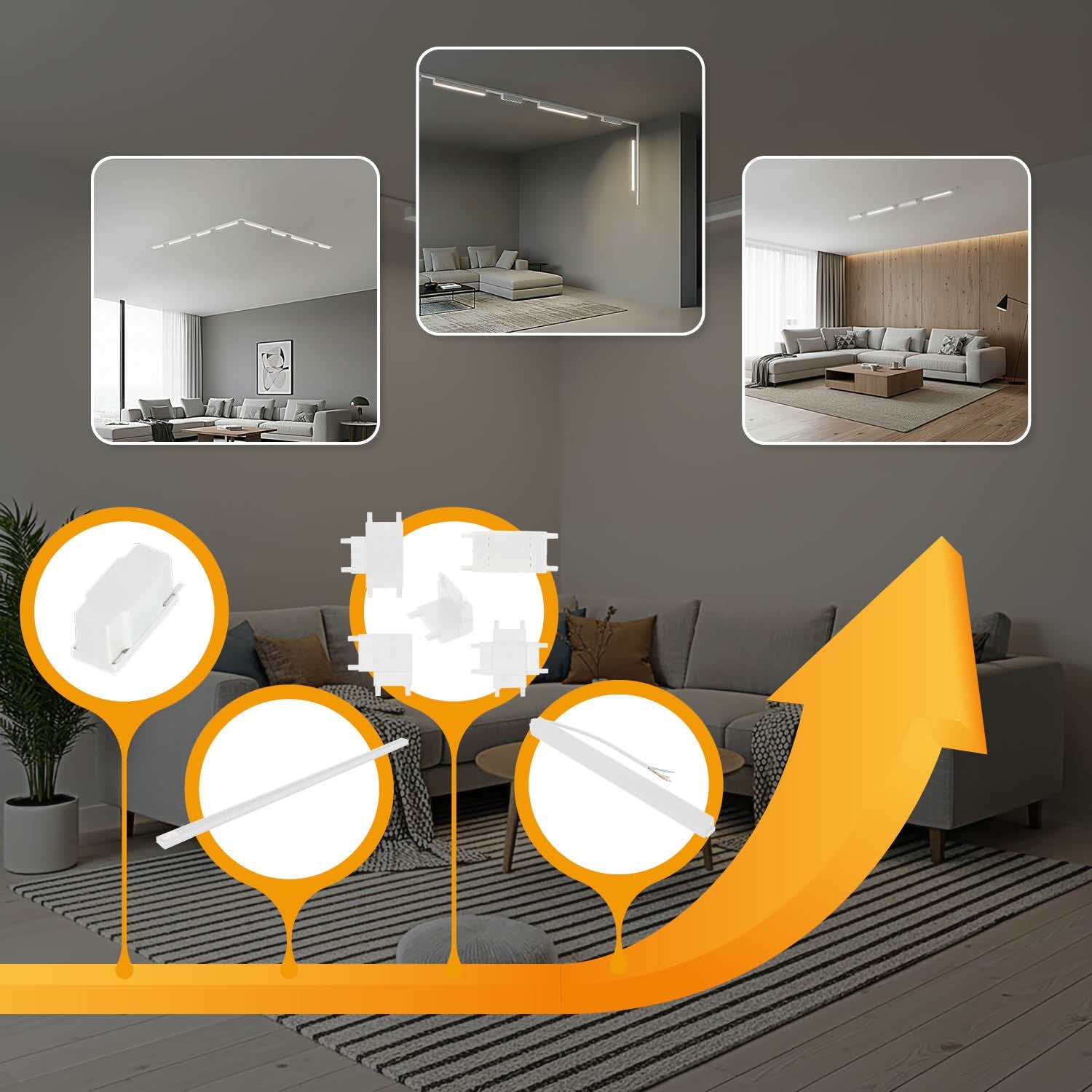 Oświetlenie szynowe magnetyczne LED 2m + lampy 10W i 20W 3CCT - LAITICA