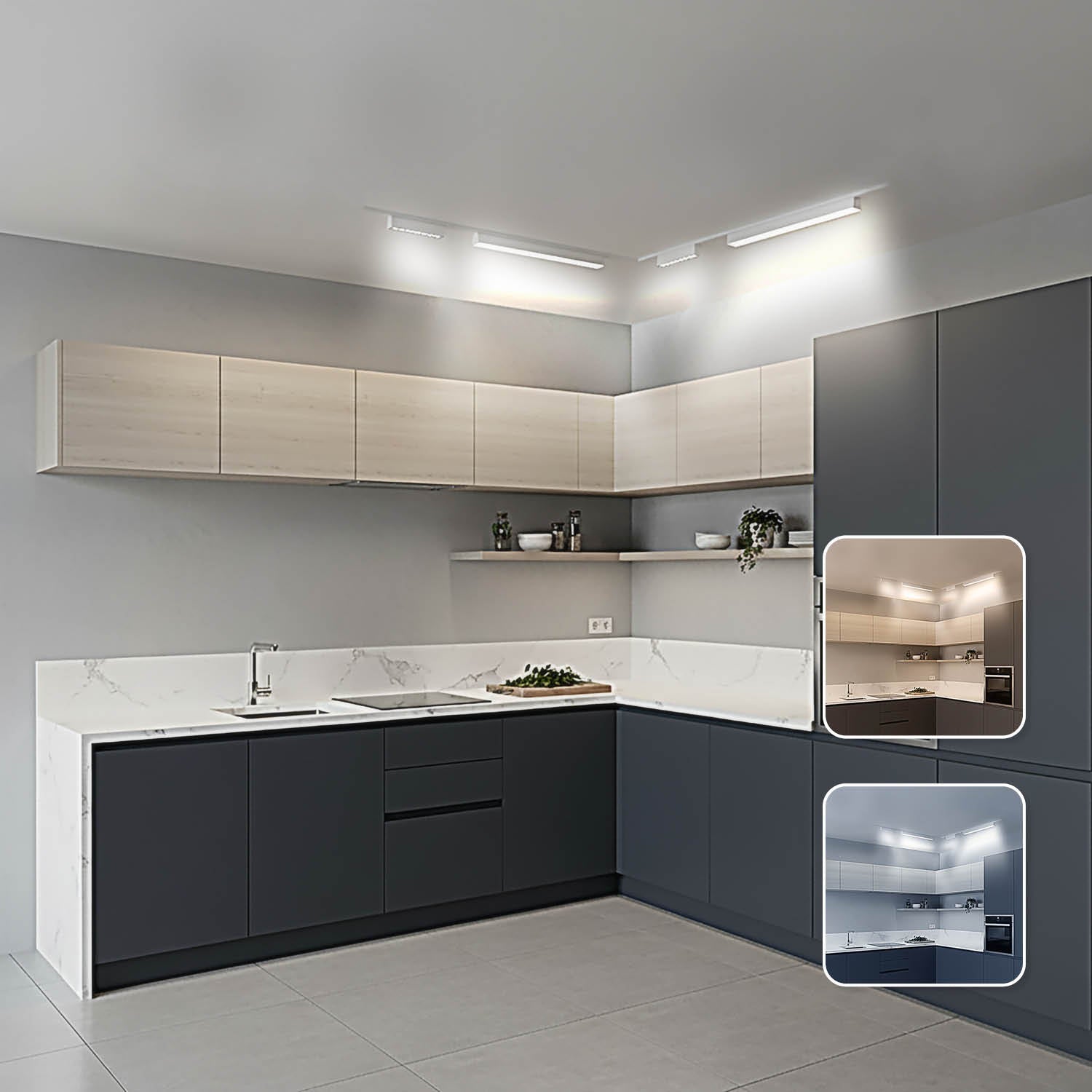 Oświetlenie szynowe magnetyczne LED 2m + lampy 10W i 20W 3CCT - LAITICA