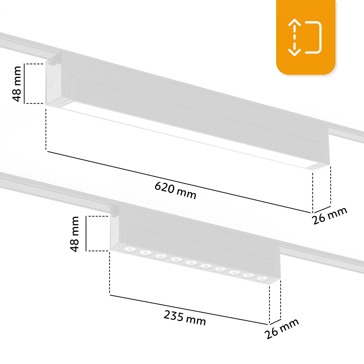 Oświetlenie szynowe magnetyczne LED 2m + lampy 10W i 20W 3CCT - LAITICA