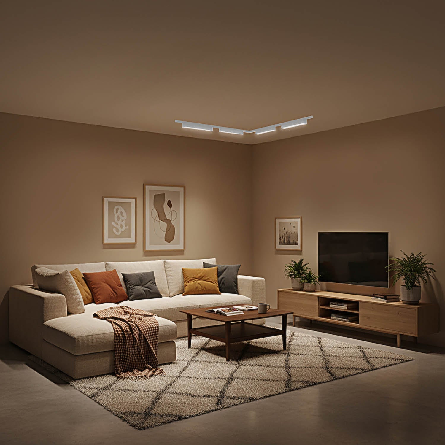 Oświetlenie szynowe magnetyczne LED 2x1m + 2x R2 10W + 2x R2 15W | Łącznik L | Białe - LAITICA
