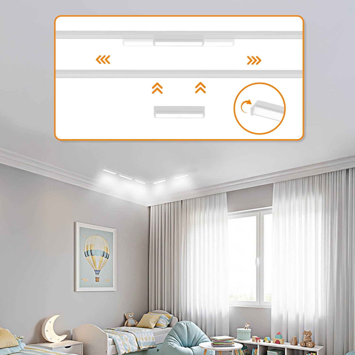 Oświetlenie szynowe magnetyczne LED 2x1m + 5x 10W liniowa 3CCT | Łącznik L | Białe - LAITICA