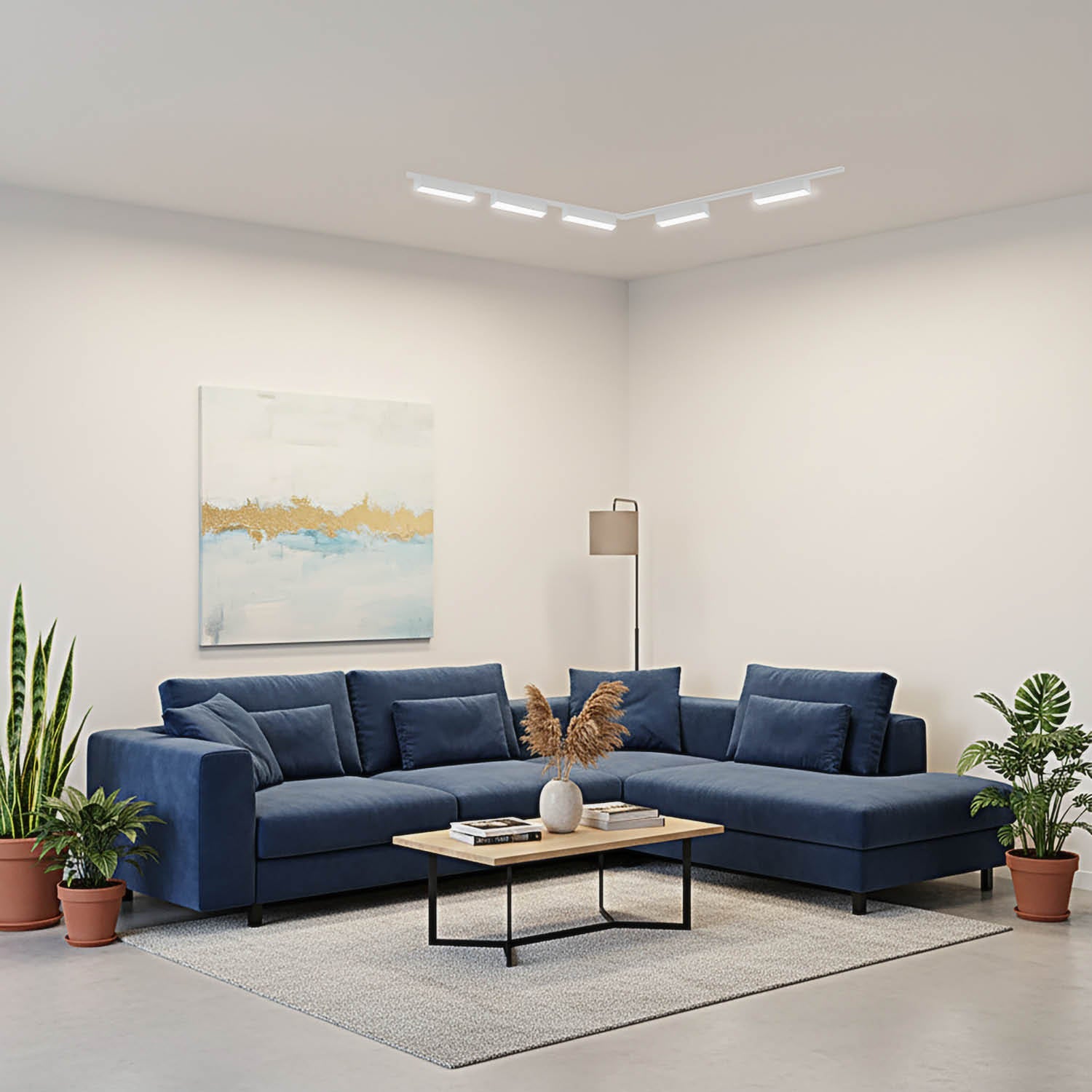 Oświetlenie szynowe magnetyczne LED 2x1m + 5x 10W liniowa 3CCT | Łącznik L | Białe - LAITICA