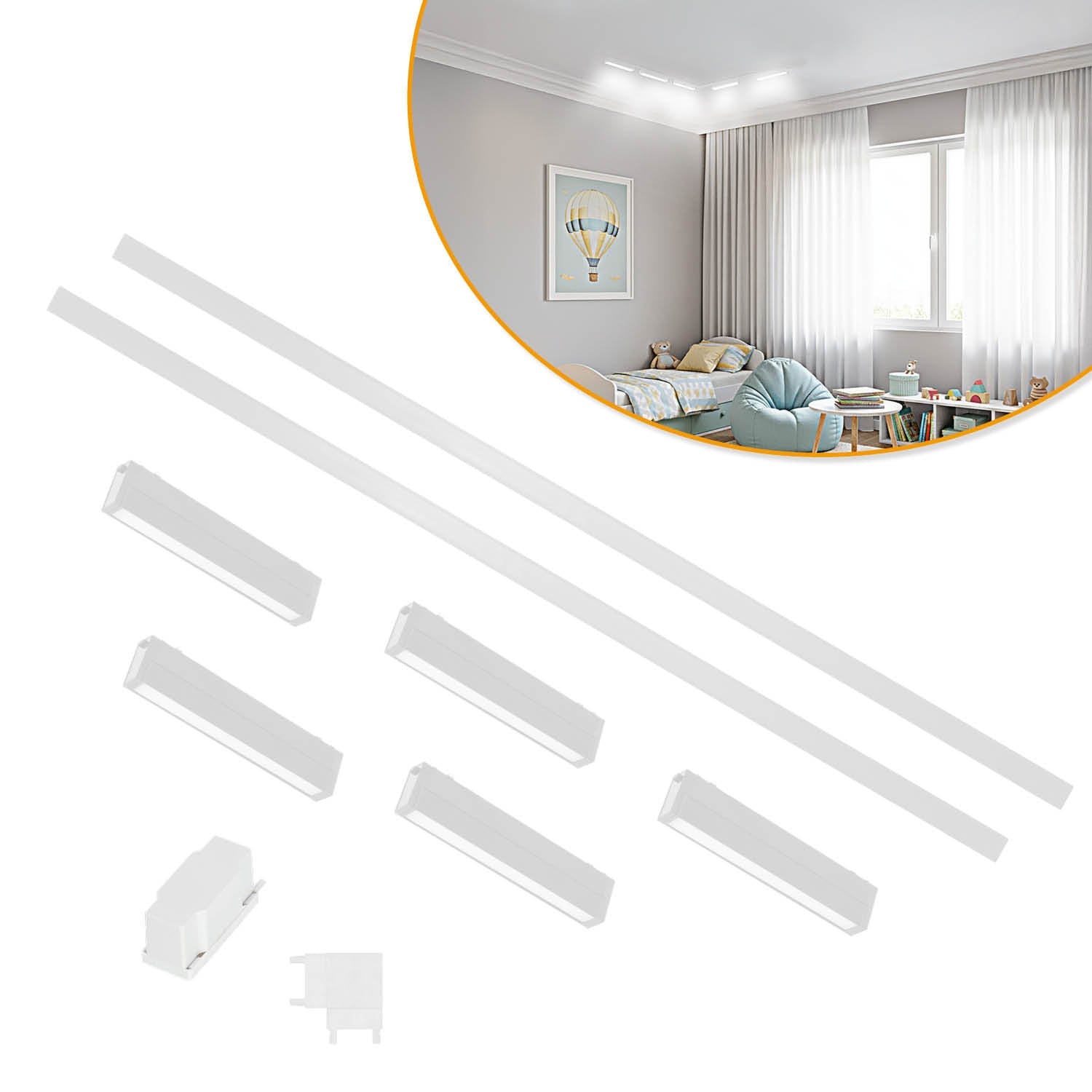 Oświetlenie szynowe magnetyczne LED 2x1m + 5x 10W liniowa 3CCT | Łącznik prosty | Białe - LAITICA