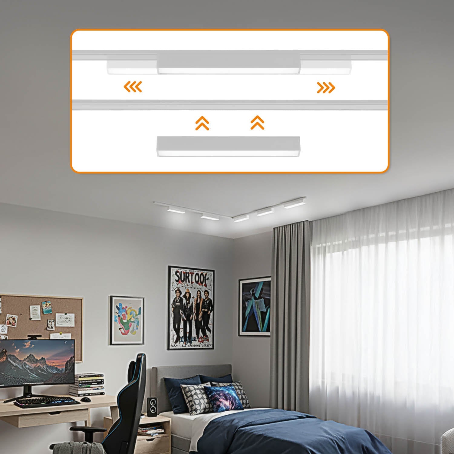 Oświetlenie szynowe magnetyczne LED 2x1m + 5x 10W liniowa | Łącznik L | Białe - LAITICA
