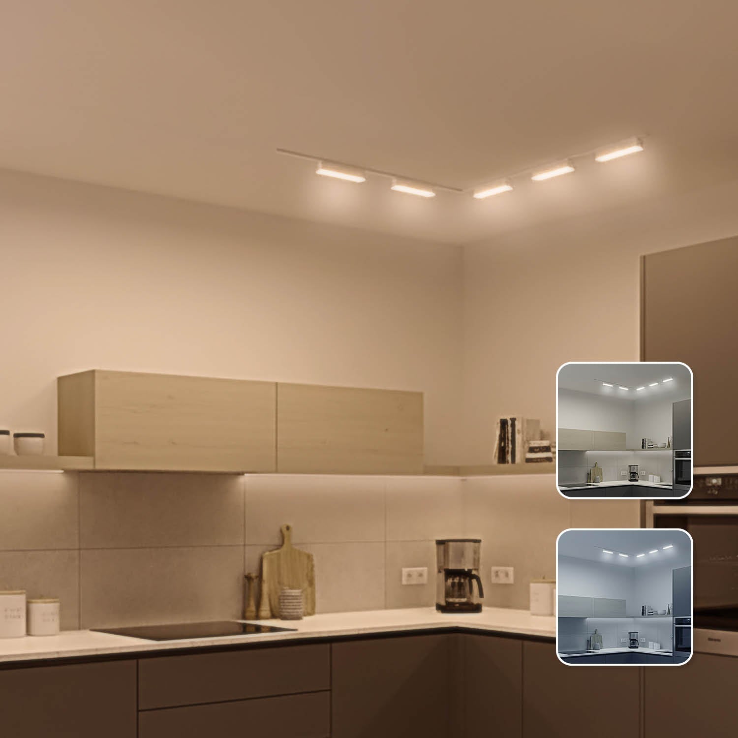 Oświetlenie szynowe magnetyczne LED 2x1m + 5x 10W liniowa | Łącznik L | Białe - LAITICA