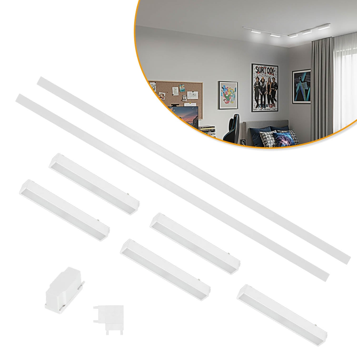 Oświetlenie szynowe magnetyczne LED 2x1m + 5x 10W liniowa | Łącznik L | Białe - LAITICA
