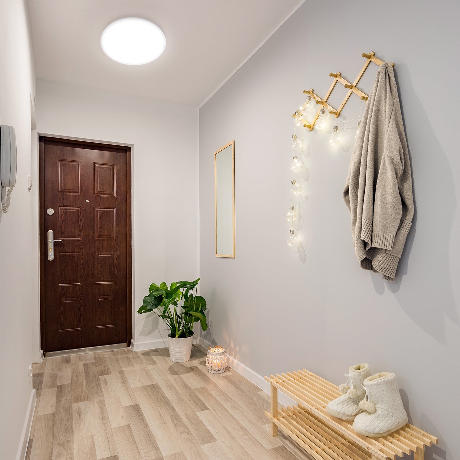 Plafon LED 32W IP54 z czujnikiem ruchu i zmierzchu, 3 barwy światła, pilot – Lampa sufitowa inteligentna - LAITICA