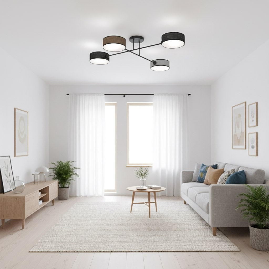 Plafon Sufitowy Japandi Sputnik 4 Czarny – Nowoczesna Lampa Loft - LAITICA