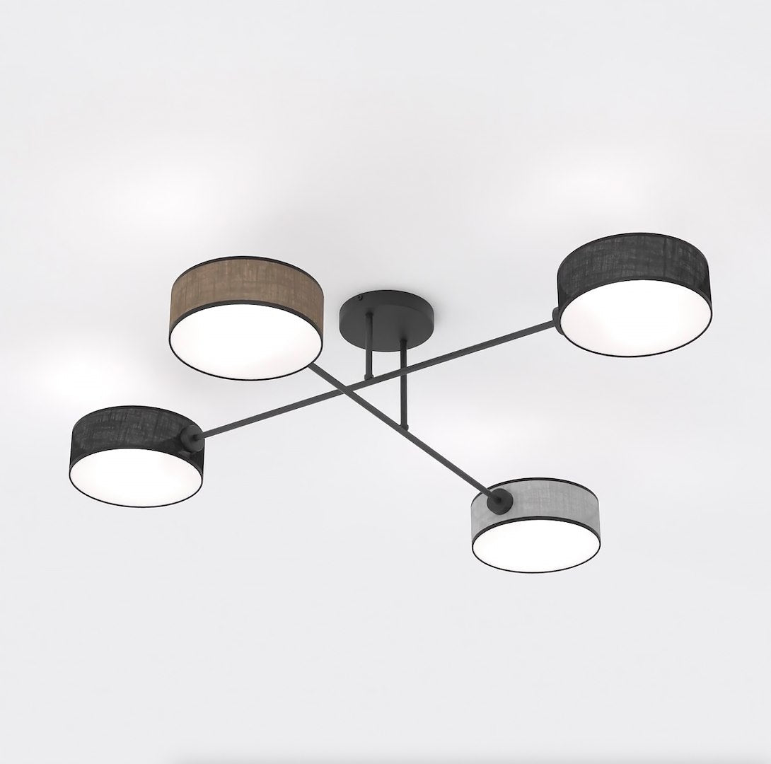 Plafon Sufitowy Japandi Sputnik 4 Czarny – Nowoczesna Lampa Loft - LAITICA