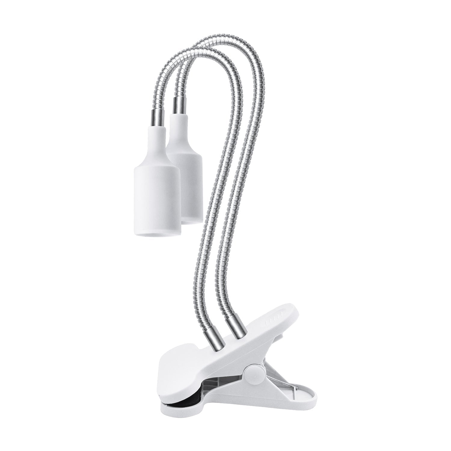 Podwójna lampa do roślin 2xE27 na klips – uchwyt na dwie żarówki, biała - LAITICA