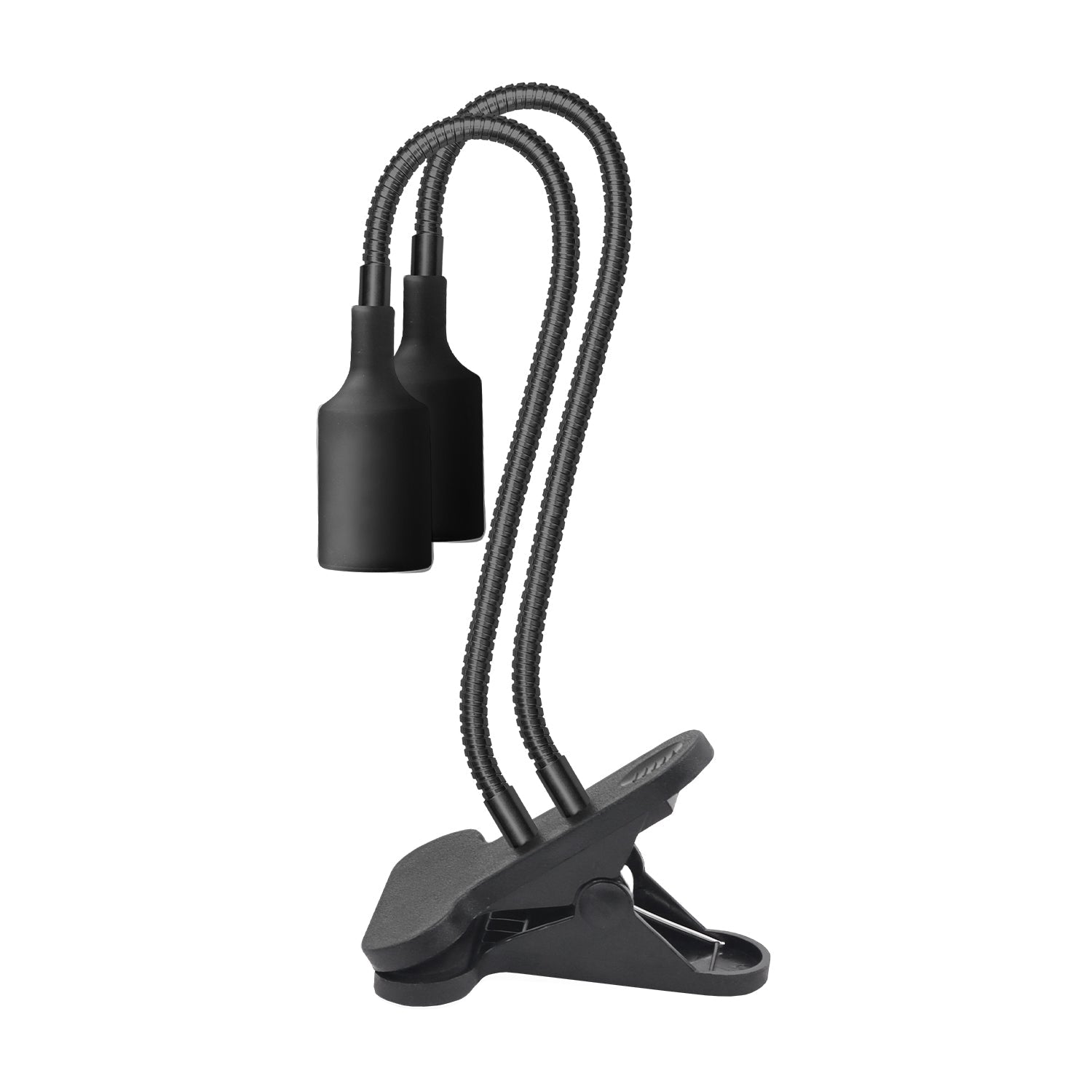 Podwójna lampa do roślin E27 na klips – uchwyt na dwie żarówki, czarna - LAITICA