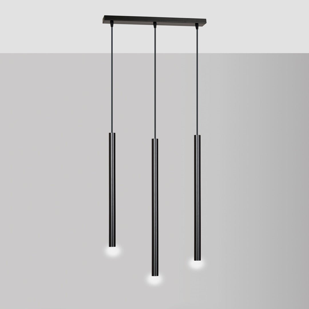 Potrójna lampa wisząca SOFIA czarna 3xG9 klosz TUBA metalowa REGULOWANA - LAITICA