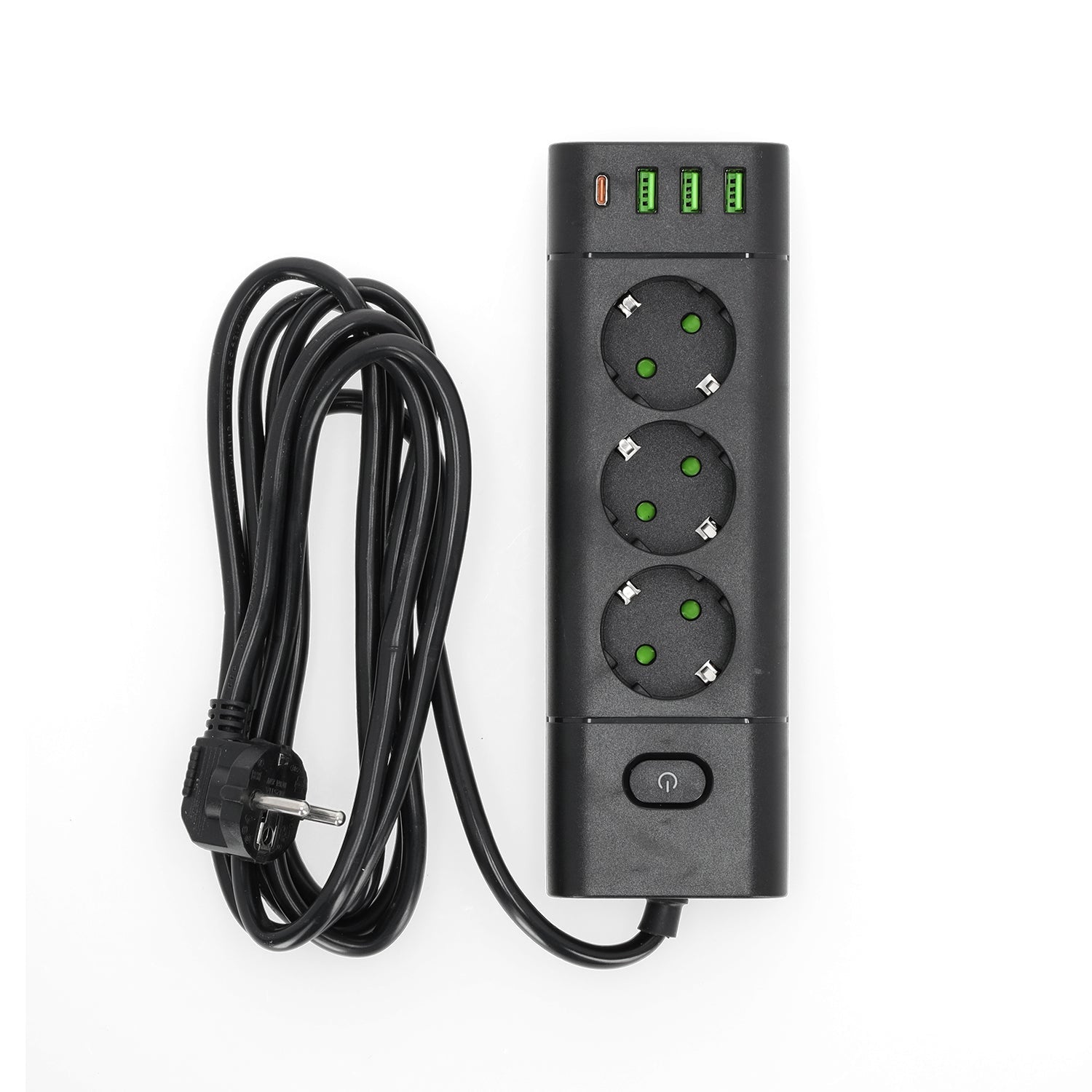 Przedłużacz 3 gniazda 3m 230V z USB i USB - C 3250W 16A z wyłącznikiem czarny - LAITICA